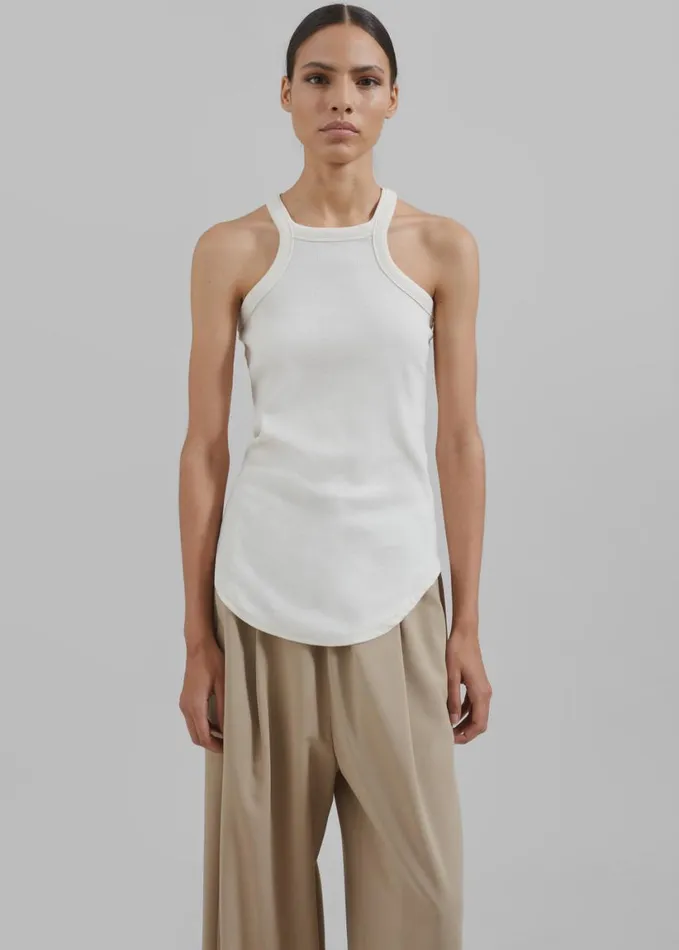 Clothing Women The Frankie Shop Omi Halter Tank Top 8211 Cream