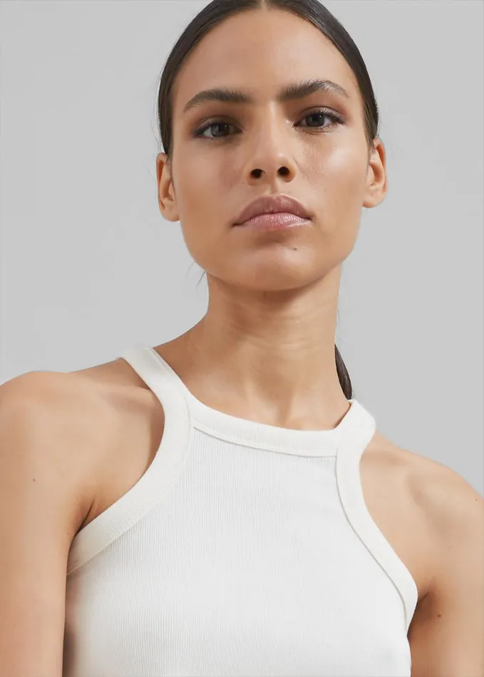 Clothing Women The Frankie Shop Omi Halter Tank Top 8211 Cream