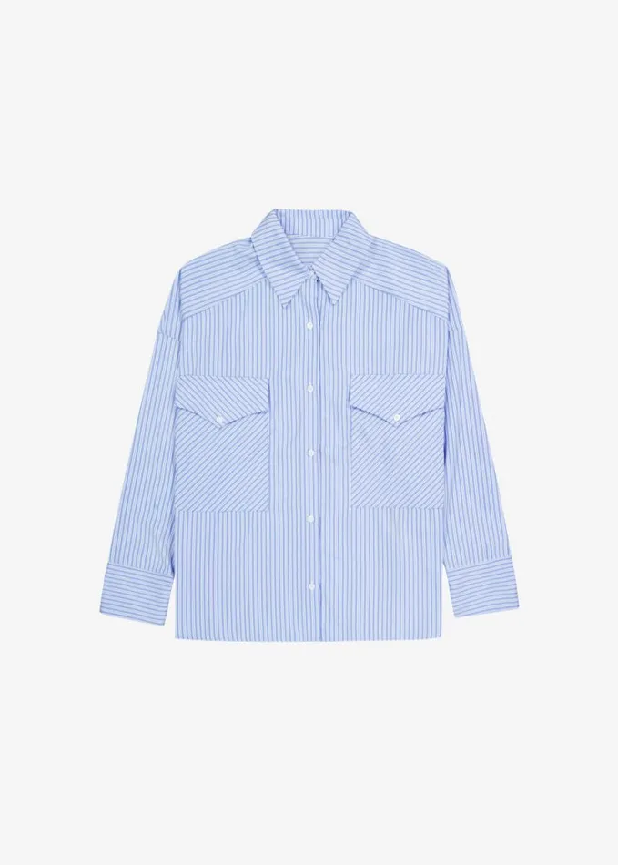 Clothing Women The Frankie Shop Orson Pocket Shirt 8211 Blue Stripe