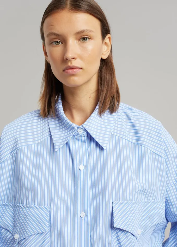 Clothing Women The Frankie Shop Orson Pocket Shirt 8211 Blue Stripe