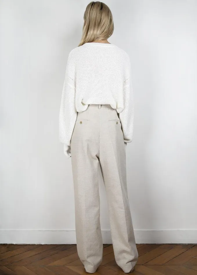 Clothing Women The Frankie Shop Pace Pleated Linen Blend Pants 8211 Sand