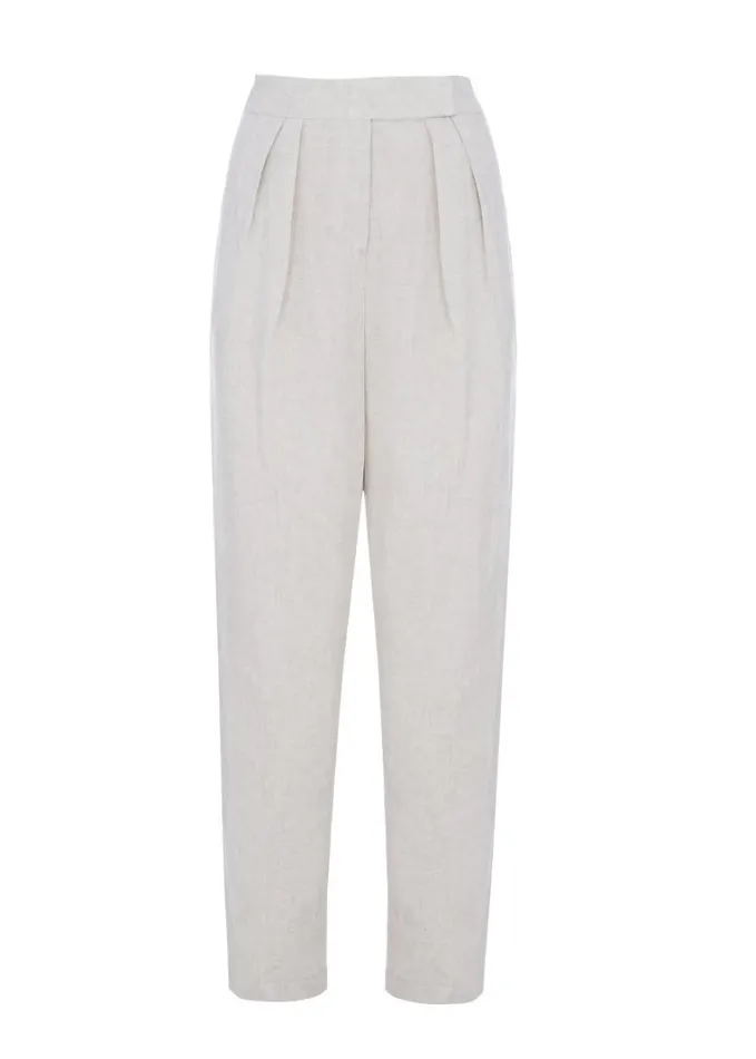 Clothing Women The Frankie Shop Pace Pleated Linen Blend Pants 8211 Sand