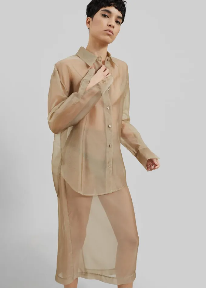 Clothing Women The Frankie Shop Peri Sheer Shirt 8211 Desert Sand