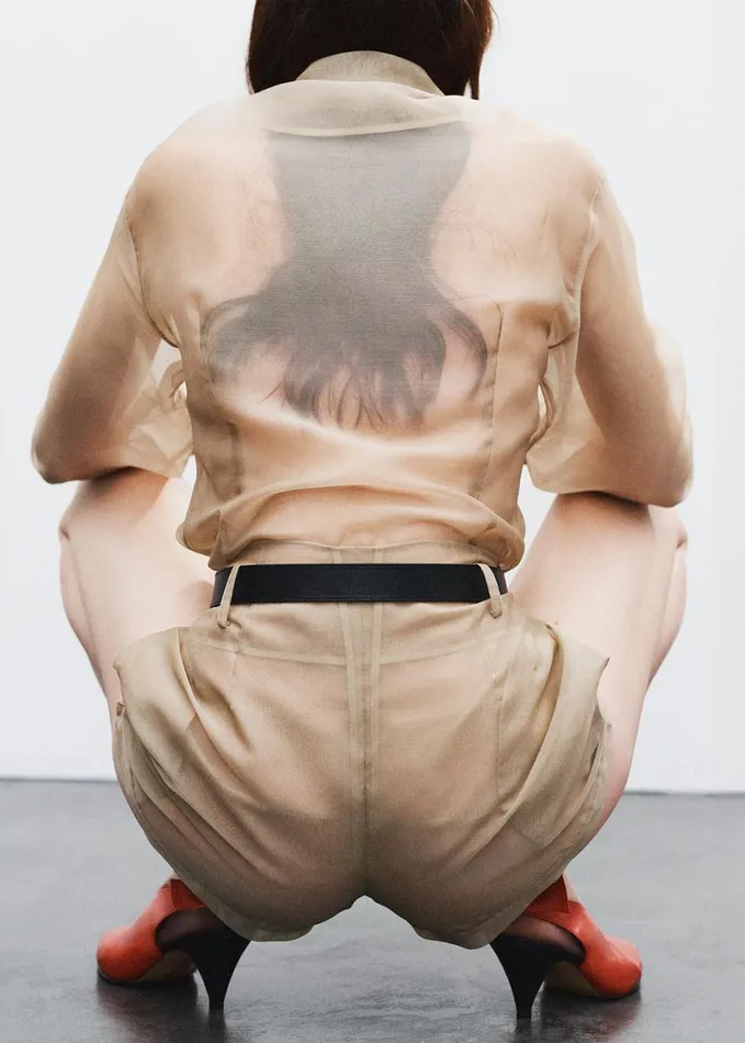 Clothing Women The Frankie Shop Peri Sheer Shirt 8211 Desert Sand