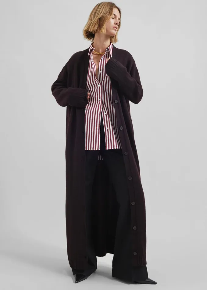 Clothing Women The Frankie Shop Peri Striped Poplin Shirt 8211 BurgundyWhite