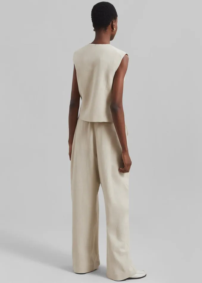 Clothing Women The Frankie Shop Piper Pleated Trousers 8211 Beige