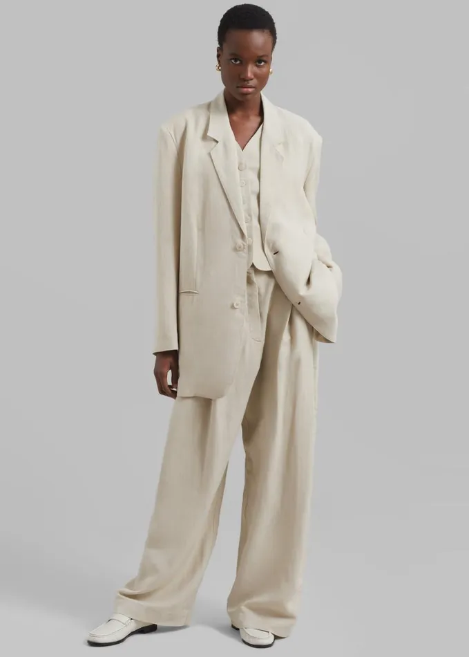 Clothing Women The Frankie Shop Piper Pleated Trousers 8211 Beige