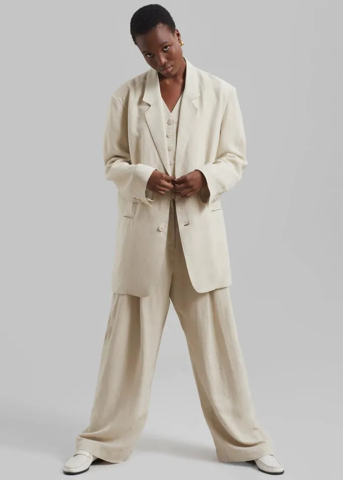 Clothing Women The Frankie Shop Piper Pleated Trousers 8211 Beige