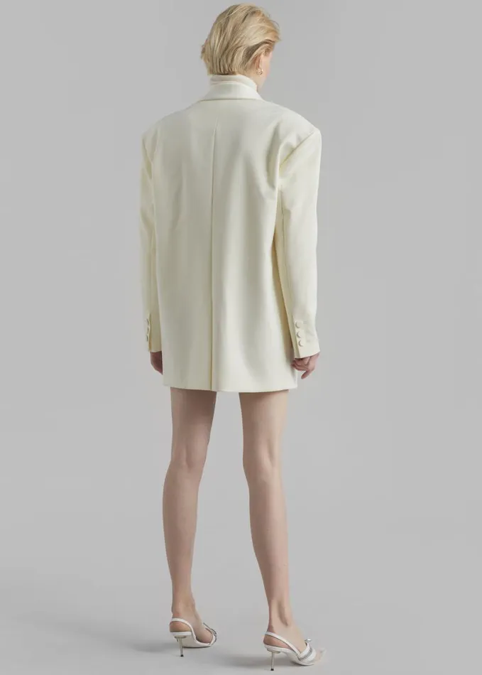 Clothing Women The Frankie Shop Poppy Satin Collar Blazer 8211 Cream