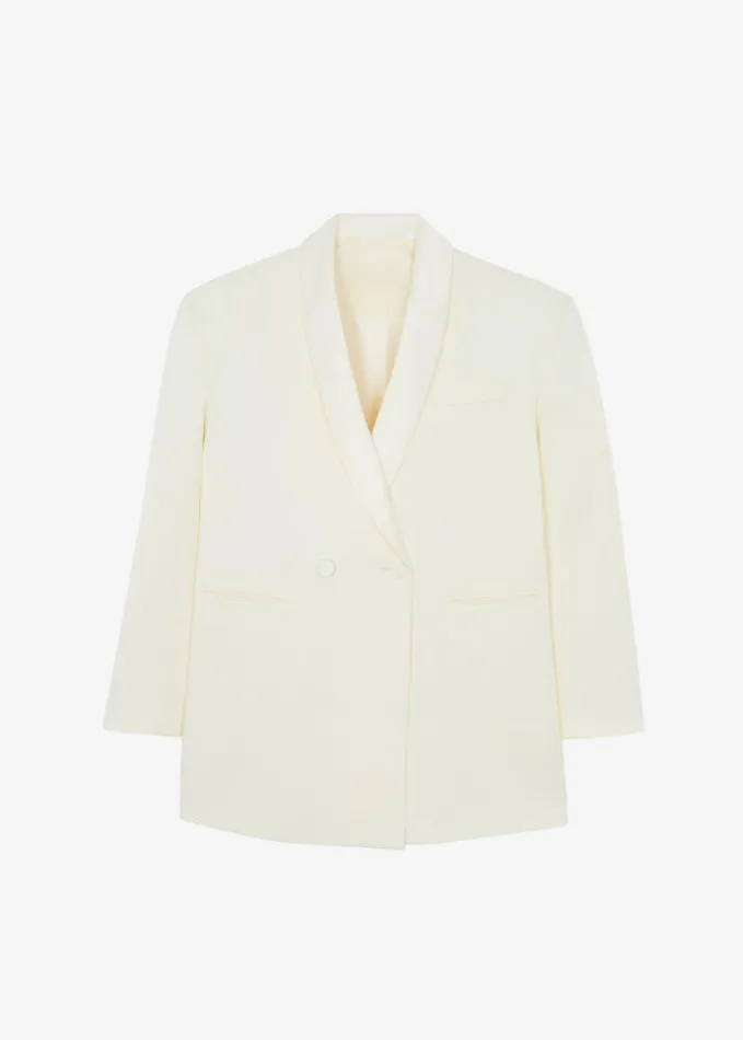 Clothing Women The Frankie Shop Poppy Satin Collar Blazer 8211 Cream