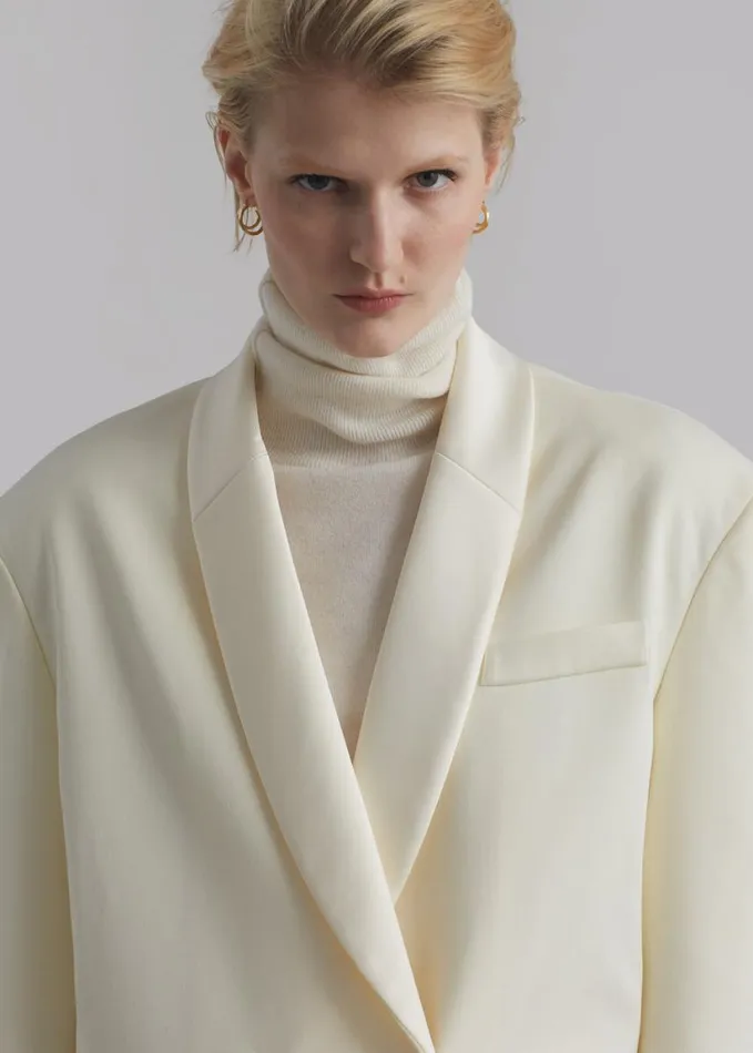 Clothing Women The Frankie Shop Poppy Satin Collar Blazer 8211 Cream
