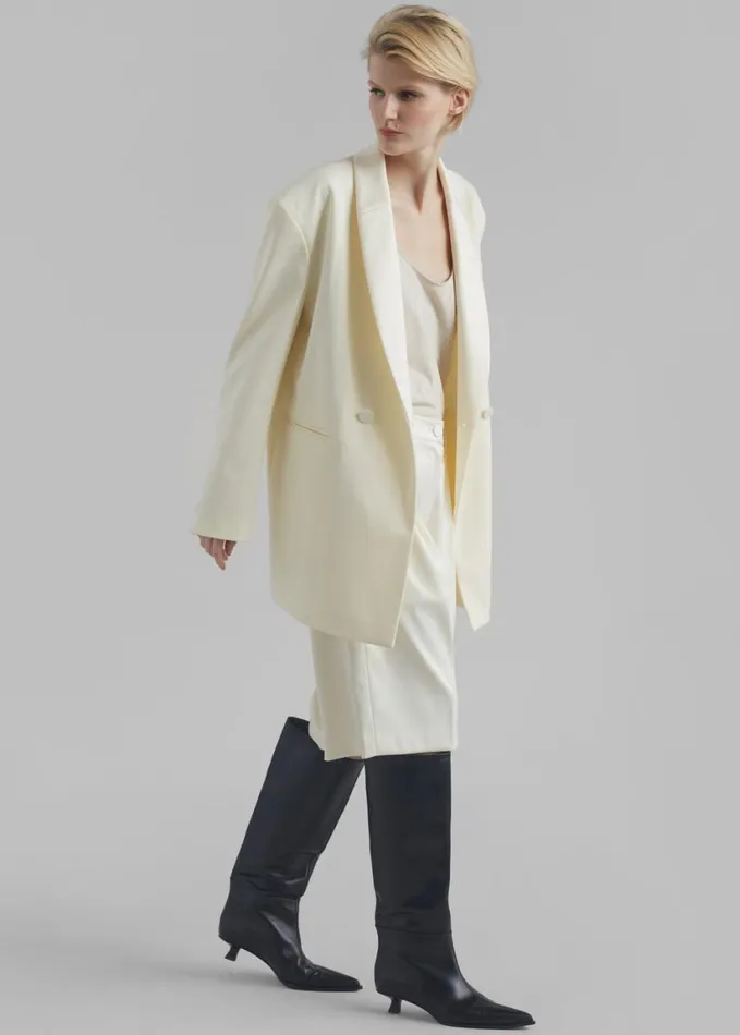 Clothing Women The Frankie Shop Poppy Satin Collar Blazer 8211 Cream