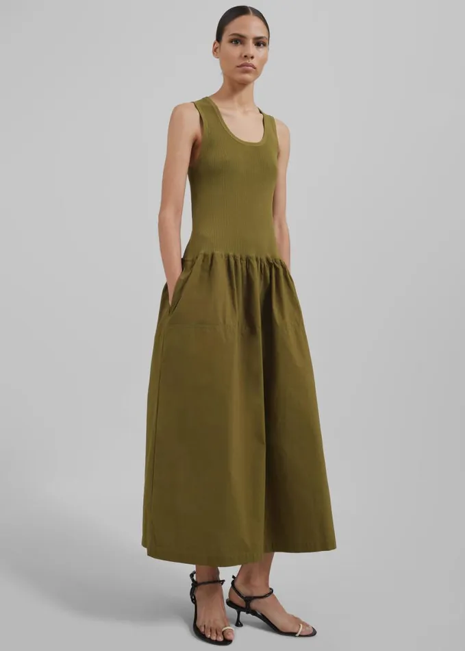 Clothing Women The Frankie Shop Proenza Schouler White Label Malia Dress In Peached Poplin 8211 Olive