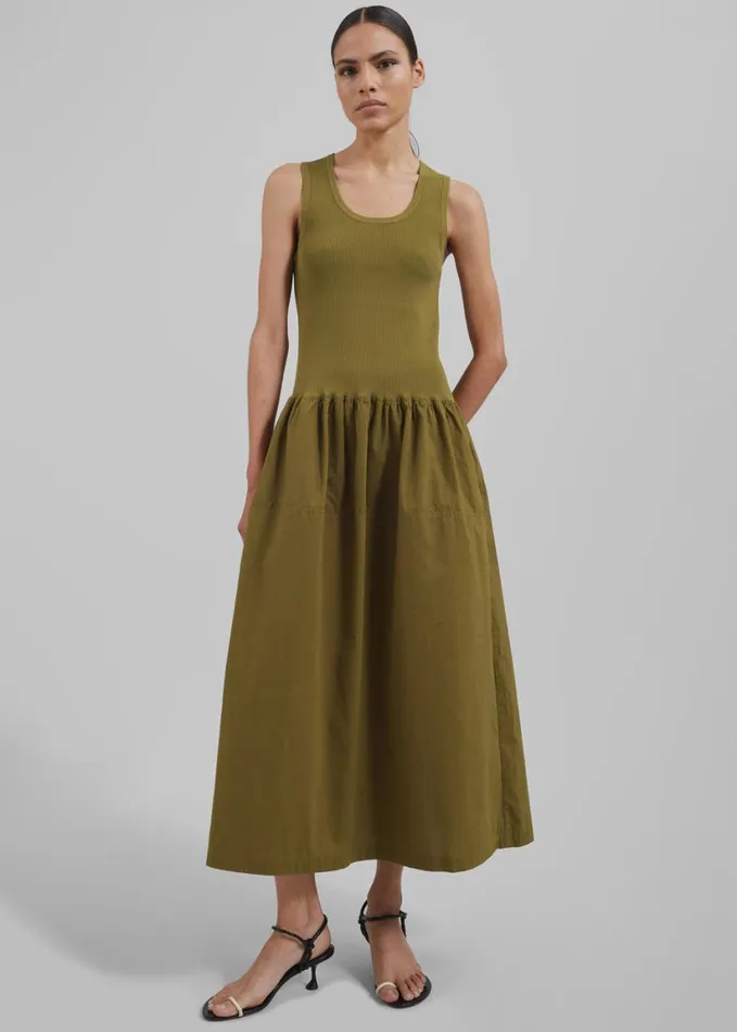 Clothing Women The Frankie Shop Proenza Schouler White Label Malia Dress In Peached Poplin 8211 Olive
