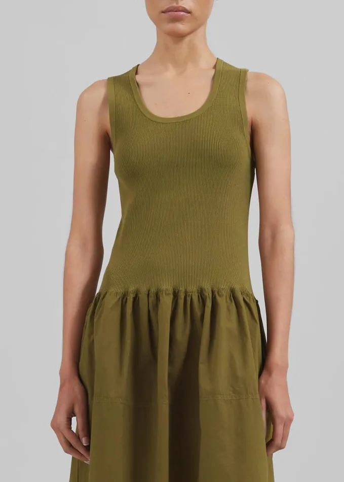 Clothing Women The Frankie Shop Proenza Schouler White Label Malia Dress In Peached Poplin 8211 Olive