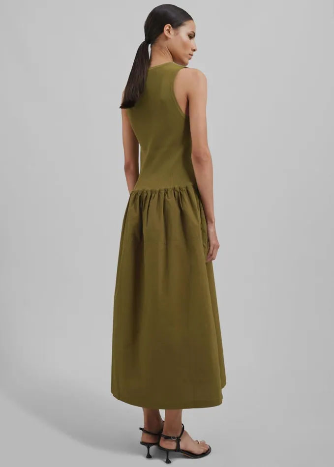 Clothing Women The Frankie Shop Proenza Schouler White Label Malia Dress In Peached Poplin 8211 Olive