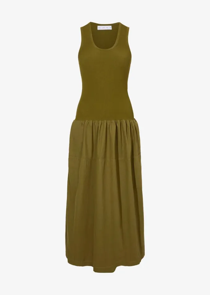 Clothing Women The Frankie Shop Proenza Schouler White Label Malia Dress In Peached Poplin 8211 Olive