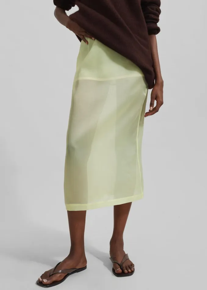 Clothing Women The Frankie Shop Renna Organza Midi Skirt 8211 Yellow