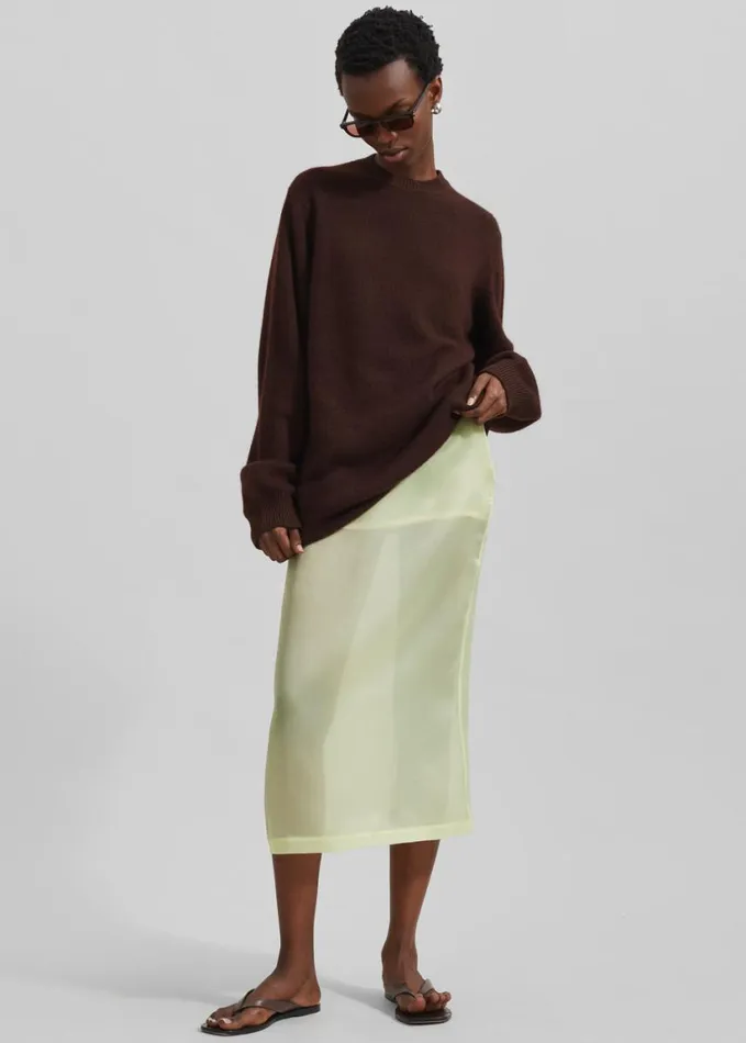 Clothing Women The Frankie Shop Renna Organza Midi Skirt 8211 Yellow