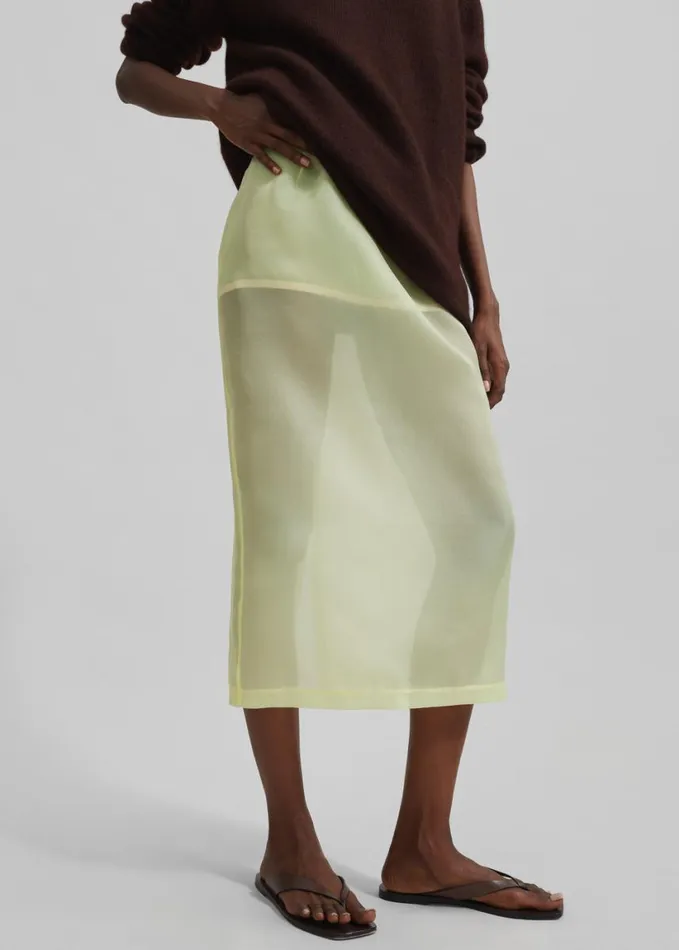 Clothing Women The Frankie Shop Renna Organza Midi Skirt 8211 Yellow