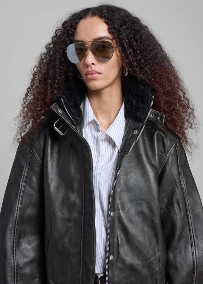 Clothing Women The Frankie Shop Samse Samse Sameadow Bomber 8211 Washed Black Olive