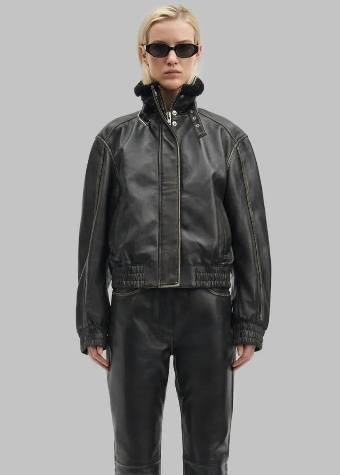 Clothing Women The Frankie Shop Samse Samse Sameadow Bomber 8211 Washed Black Olive