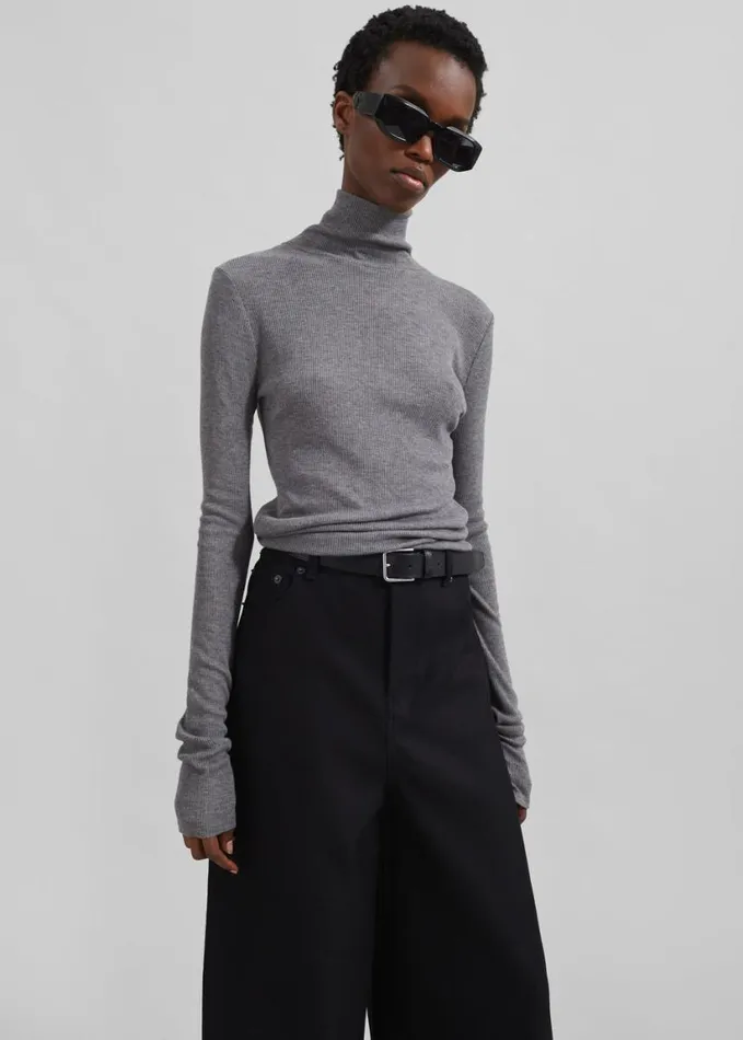 Clothing Women The Frankie Shop Samse Samse Sasonnet Turtleneck 8211 Mid Grey Melange