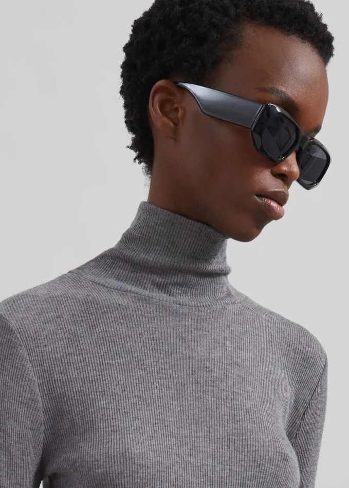 Clothing Women The Frankie Shop Samse Samse Sasonnet Turtleneck 8211 Mid Grey Melange