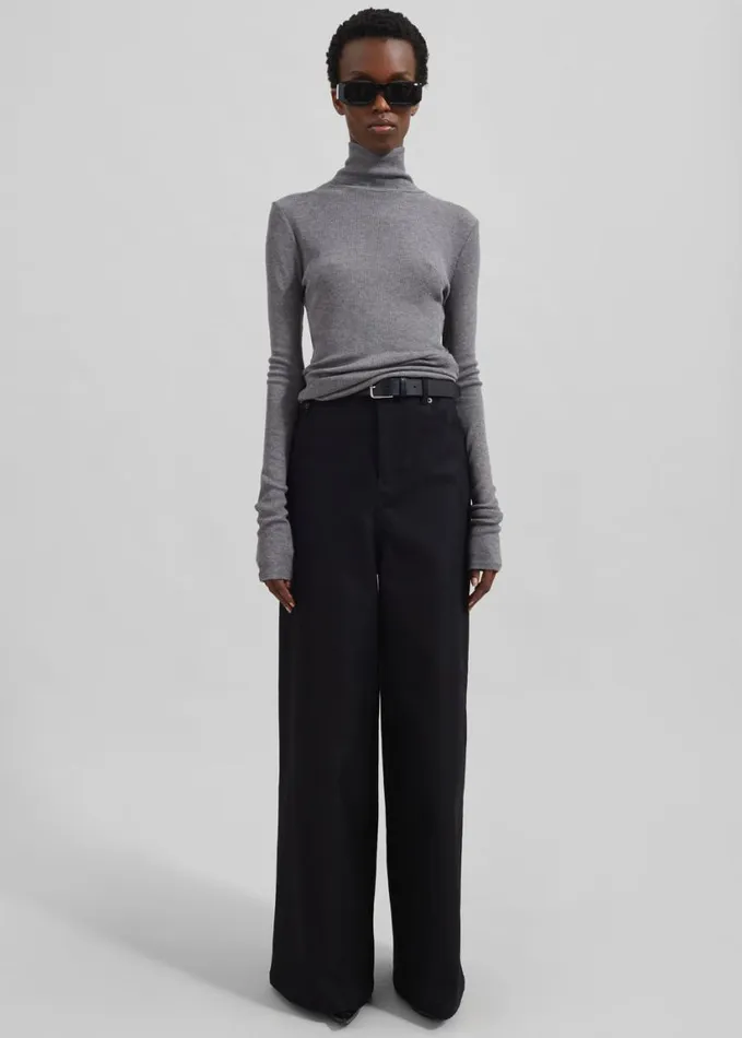 Clothing Women The Frankie Shop Samse Samse Sasonnet Turtleneck 8211 Mid Grey Melange