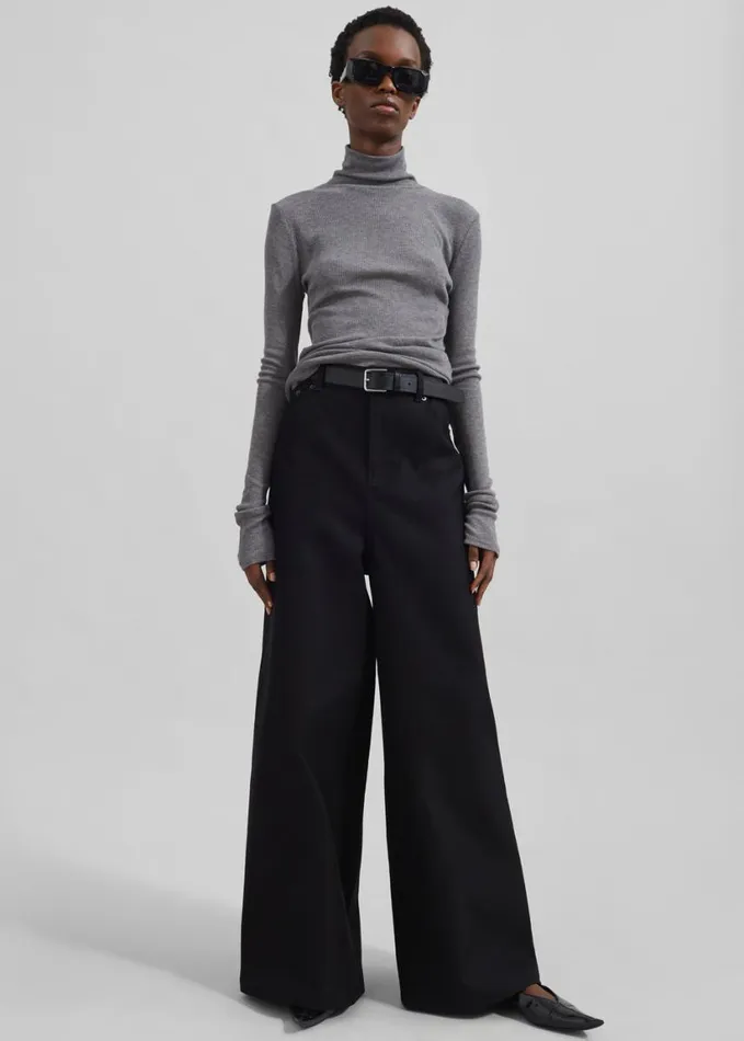 Clothing Women The Frankie Shop Samse Samse Sasonnet Turtleneck 8211 Mid Grey Melange