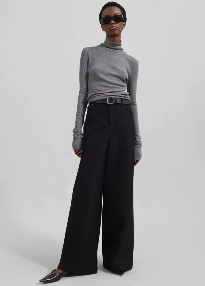 Clothing Women The Frankie Shop Samse Samse Sasonnet Turtleneck 8211 Mid Grey Melange