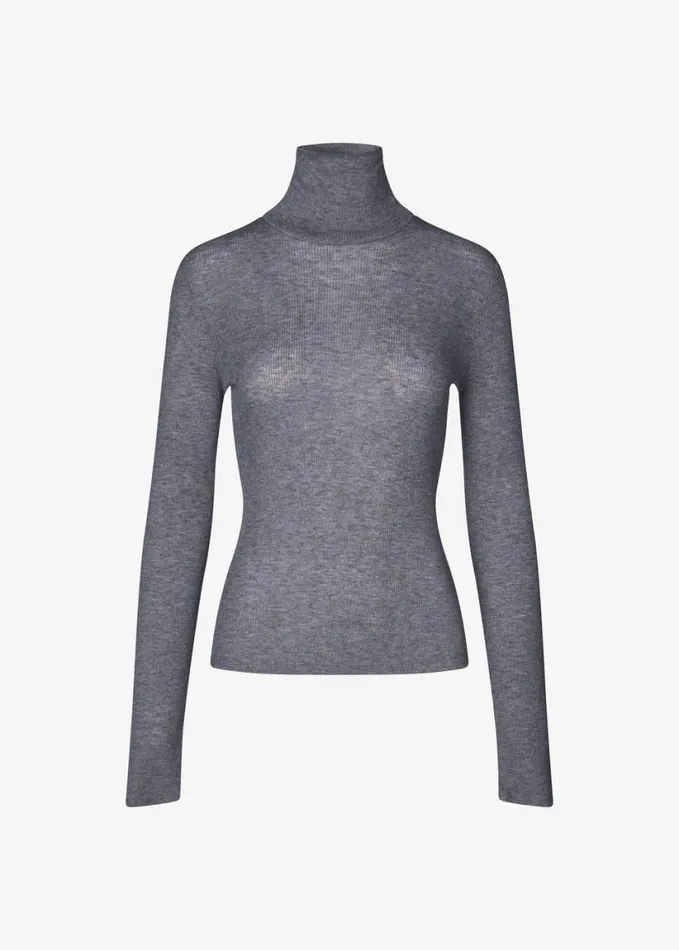 Clothing Women The Frankie Shop Samse Samse Sasonnet Turtleneck 8211 Mid Grey Melange