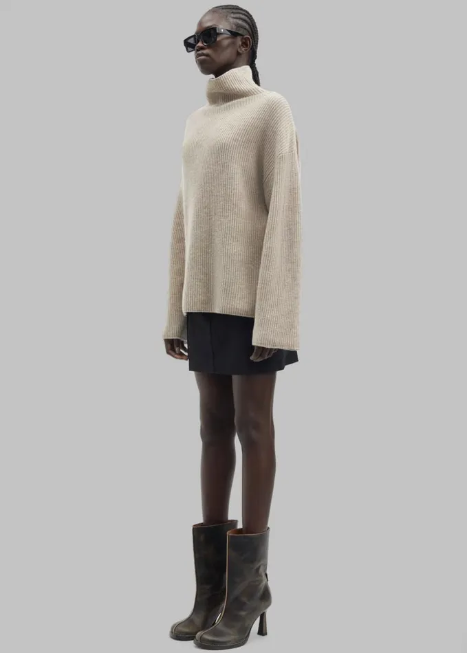 Clothing Women The Frankie Shop Samse Samse Sazlata Turtleneck 8211 Khaki Melange