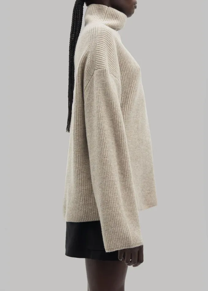 Clothing Women The Frankie Shop Samse Samse Sazlata Turtleneck 8211 Khaki Melange