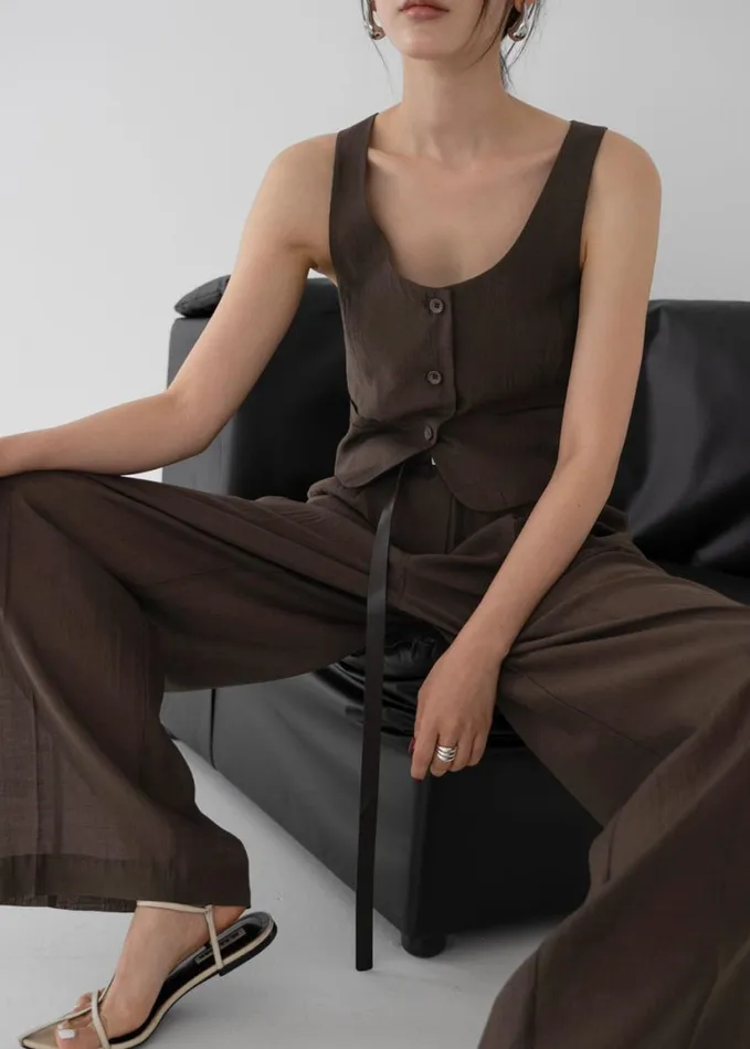 Clothing Women The Frankie Shop Selene Vest 8211 Chocolate