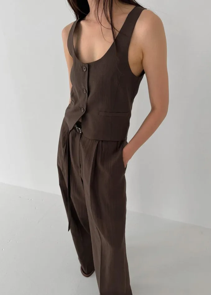 Clothing Women The Frankie Shop Selene Vest 8211 Chocolate