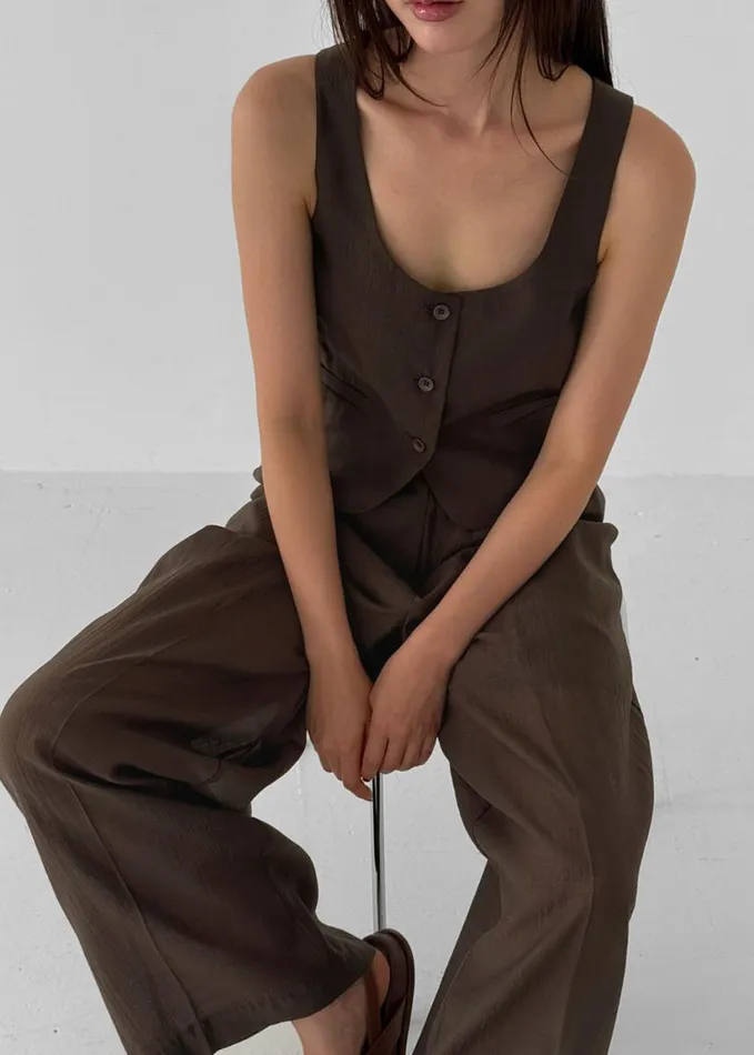 Clothing Women The Frankie Shop Selene Vest 8211 Chocolate