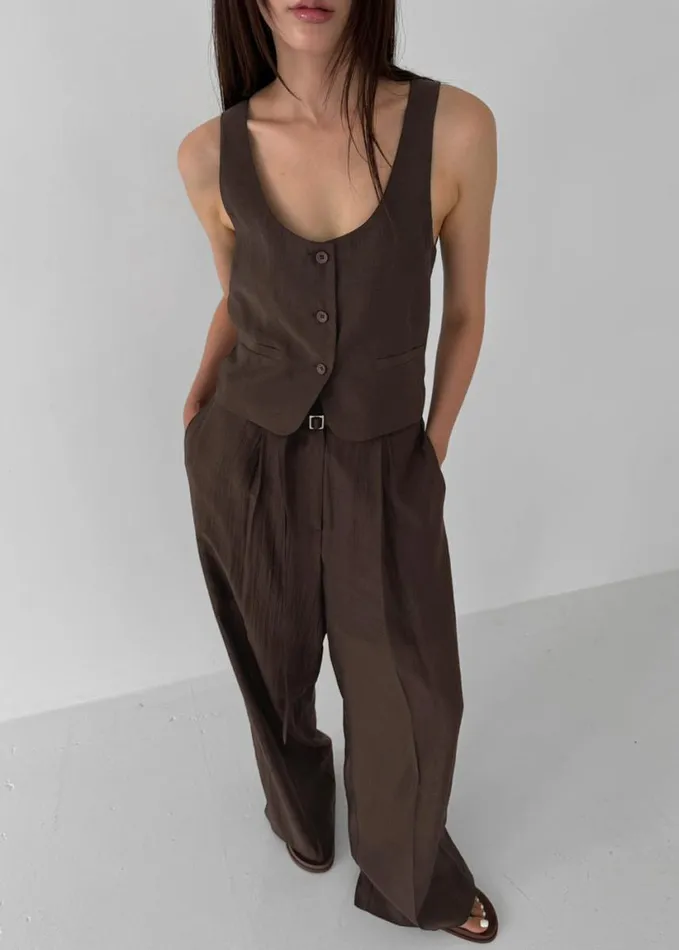 Clothing Women The Frankie Shop Selene Vest 8211 Chocolate