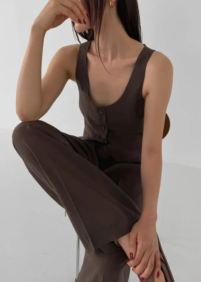 Clothing Women The Frankie Shop Selene Vest 8211 Chocolate
