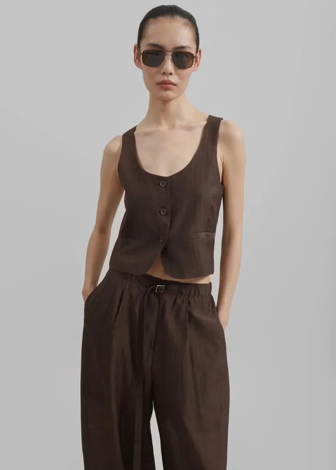 Clothing Women The Frankie Shop Selene Vest 8211 Chocolate