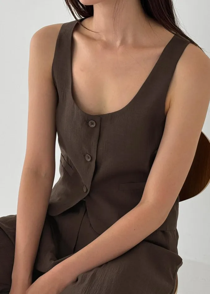 Clothing Women The Frankie Shop Selene Vest 8211 Chocolate