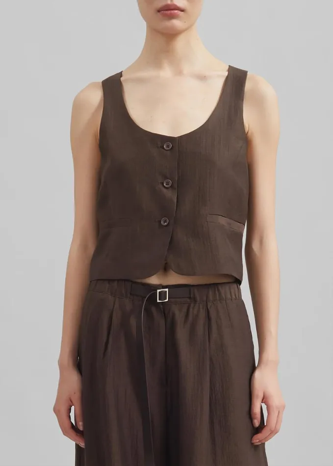 Clothing Women The Frankie Shop Selene Vest 8211 Chocolate