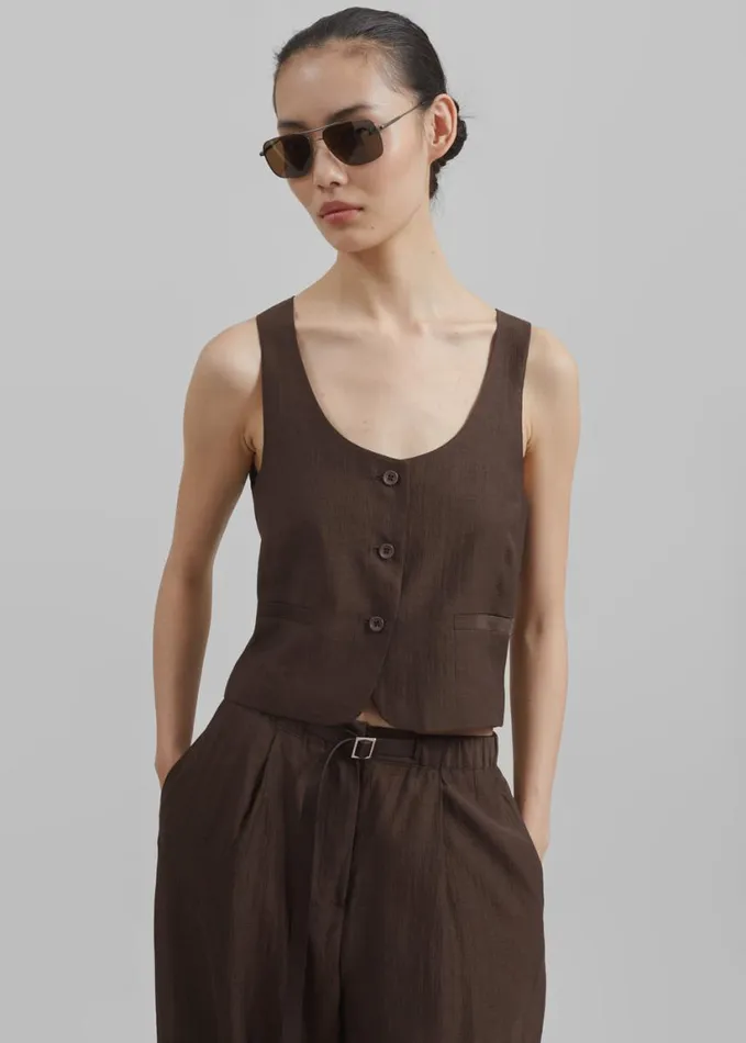 Clothing Women The Frankie Shop Selene Vest 8211 Chocolate