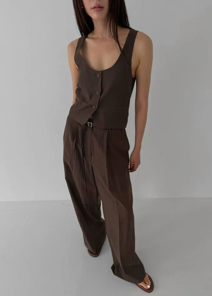 Clothing Women The Frankie Shop Selene Vest 8211 Chocolate
