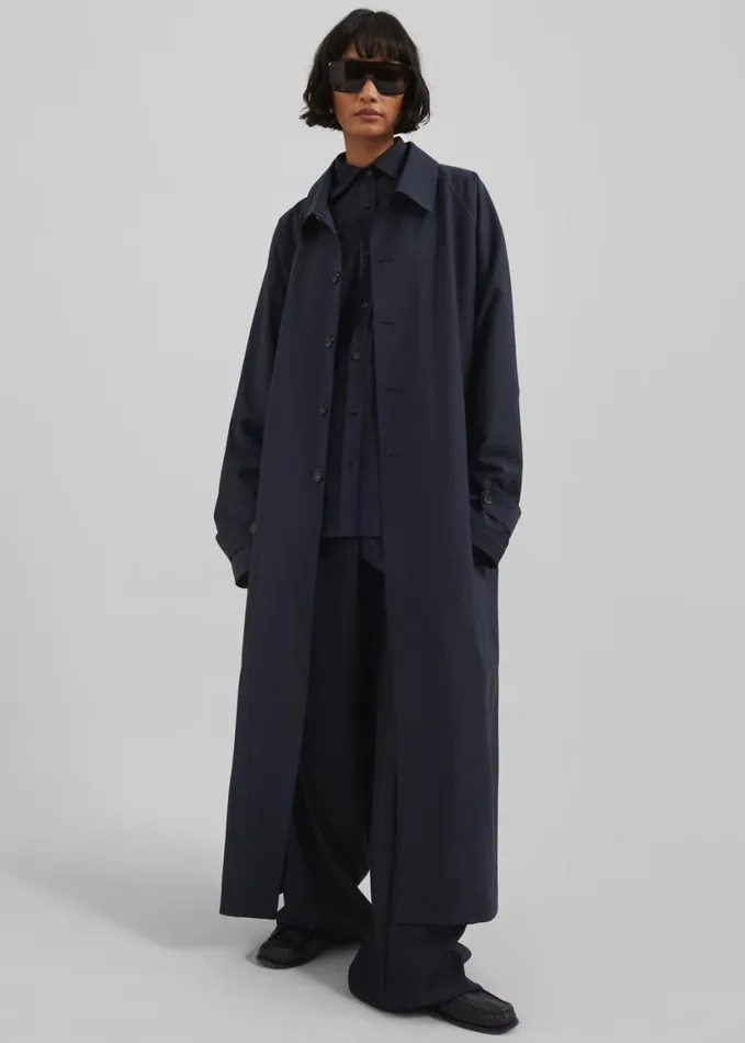 Clothing Women The Frankie Shop Shay Trench Coat 8211 Dark Navy