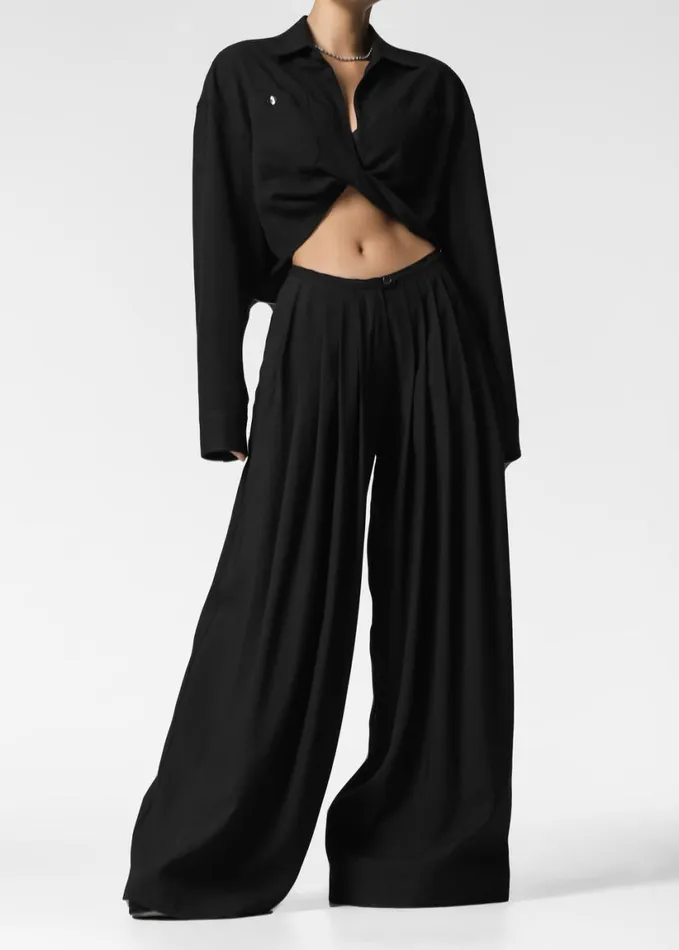 Clothing Women The Frankie Shop Sloane Wide Leg Trousers 8211 Black