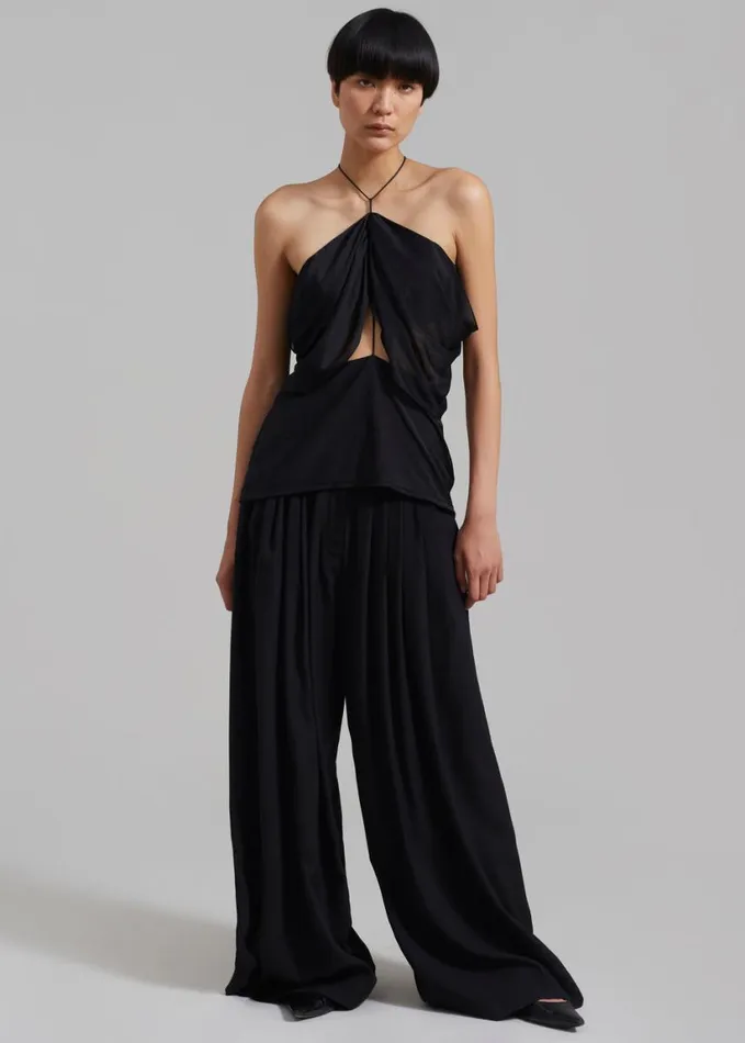 Clothing Women The Frankie Shop Sloane Wide Leg Trousers 8211 Black