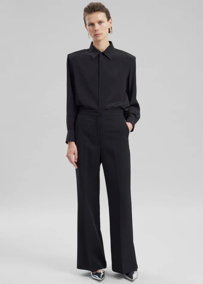 Clothing Women The Frankie Shop Sophie Silky Padded Shirt 8211 Black