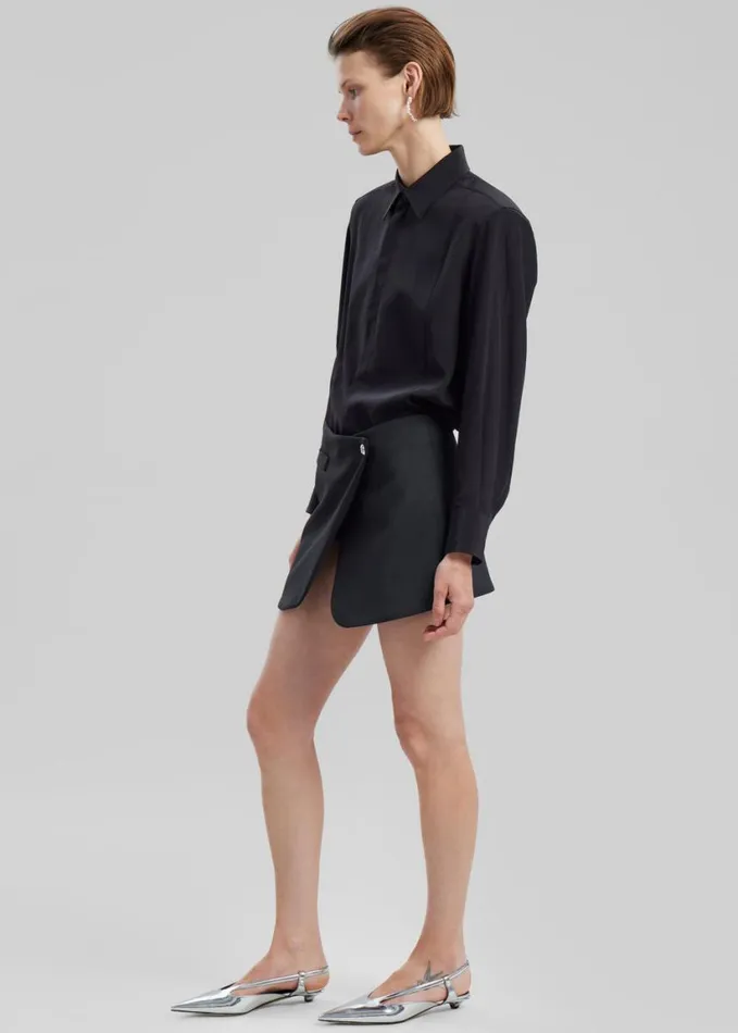 Clothing Women The Frankie Shop Sophie Silky Padded Shirt 8211 Black
