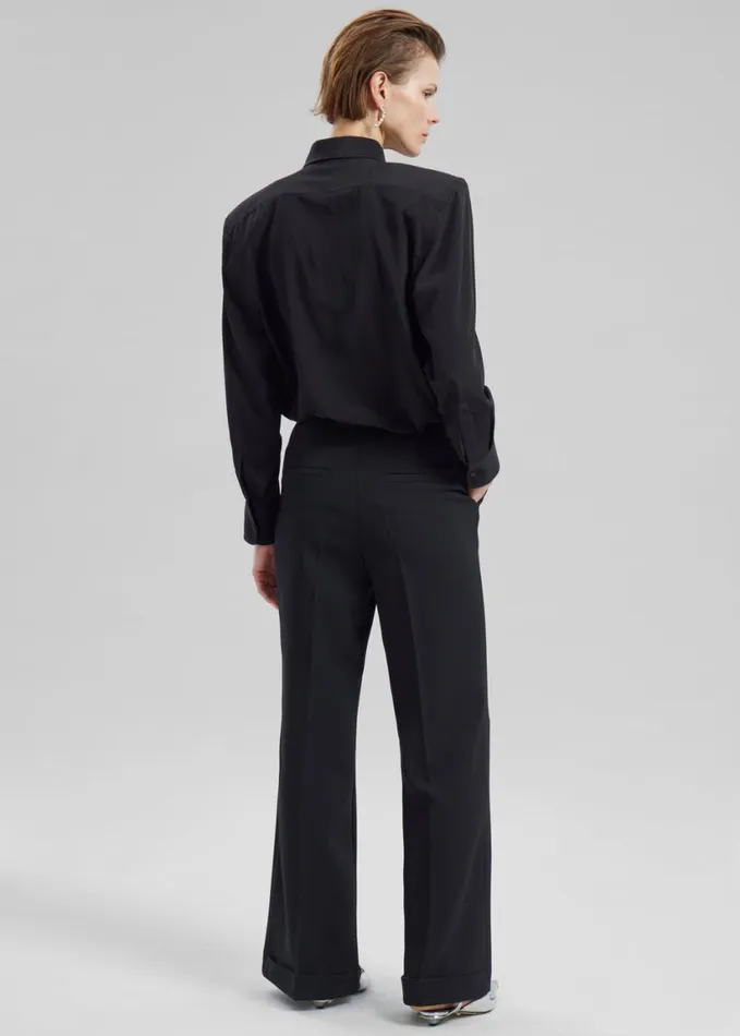 Clothing Women The Frankie Shop Sophie Silky Padded Shirt 8211 Black